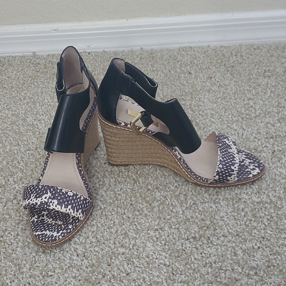 Louise et Cie Black and Brown Espadrille Wedges